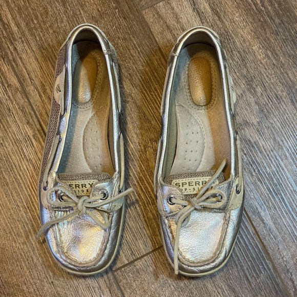 DONATED! Sperry 6 Women Gold Angelfish Flat Boat Shoes - Picture 6 of 7